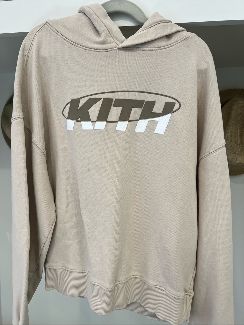Kith Kids Beige Logo Hoodie with White Accent Size 10/12